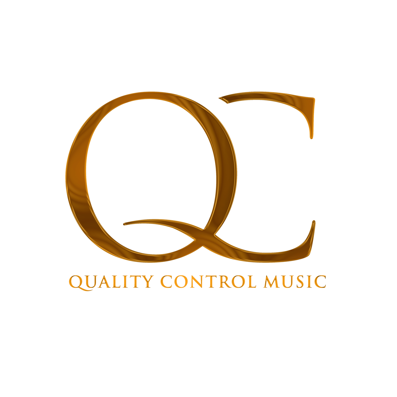 Gold letter 'Q' with purple rectangle behind it, logos for Queen City Control Music, and text in Latin.