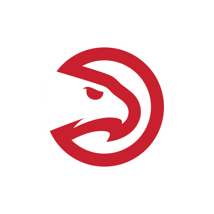 A circular logo featuring a stylized red hawk or eagle head silhouette on a white background with a red border, with a black background.