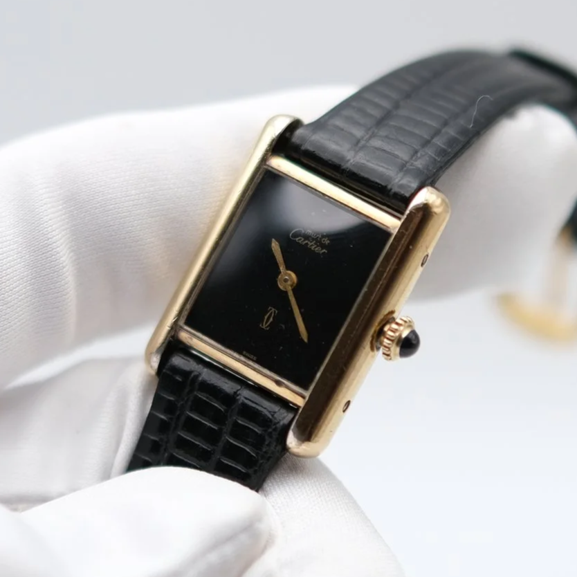 Cartier Tank Vermeil SM Black Dial