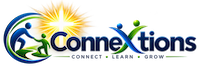 A logo for Connections featuring a globe, a figure, and a star with blue, green, and yellow colors.