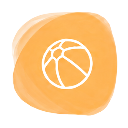 Orange soap with a white basketball logo on it