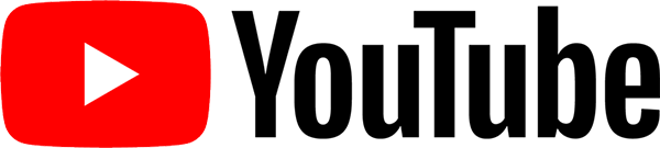 YouTube logo with a red play button and black text reading 'YouTube'.