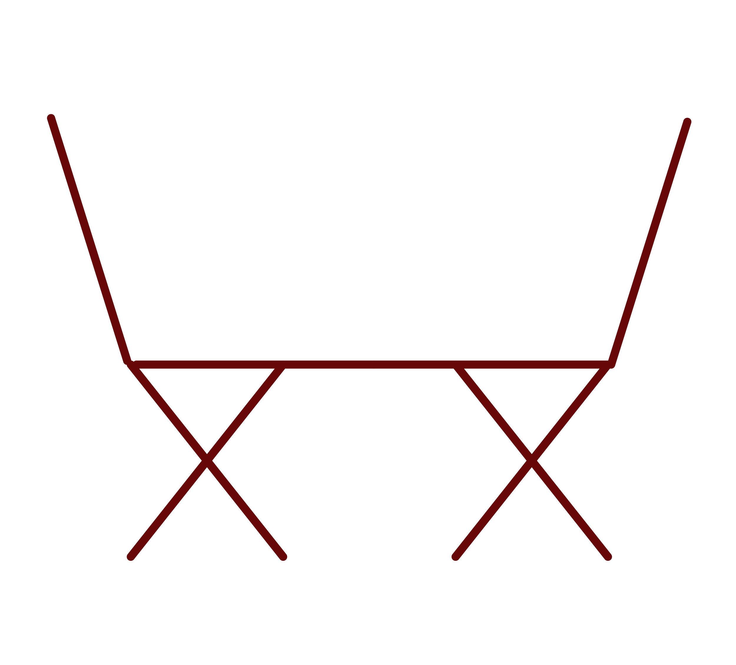 A line drawing of a folding camping chair, showing its frame and fabric seat and backrest.