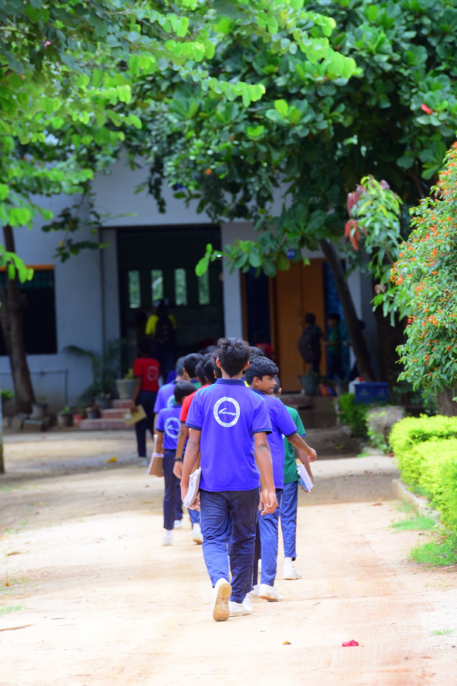 Boys walking to class