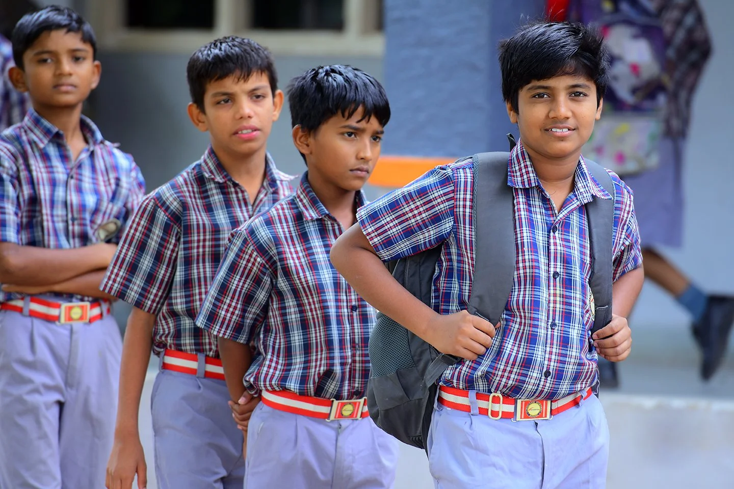 Boys walking to class