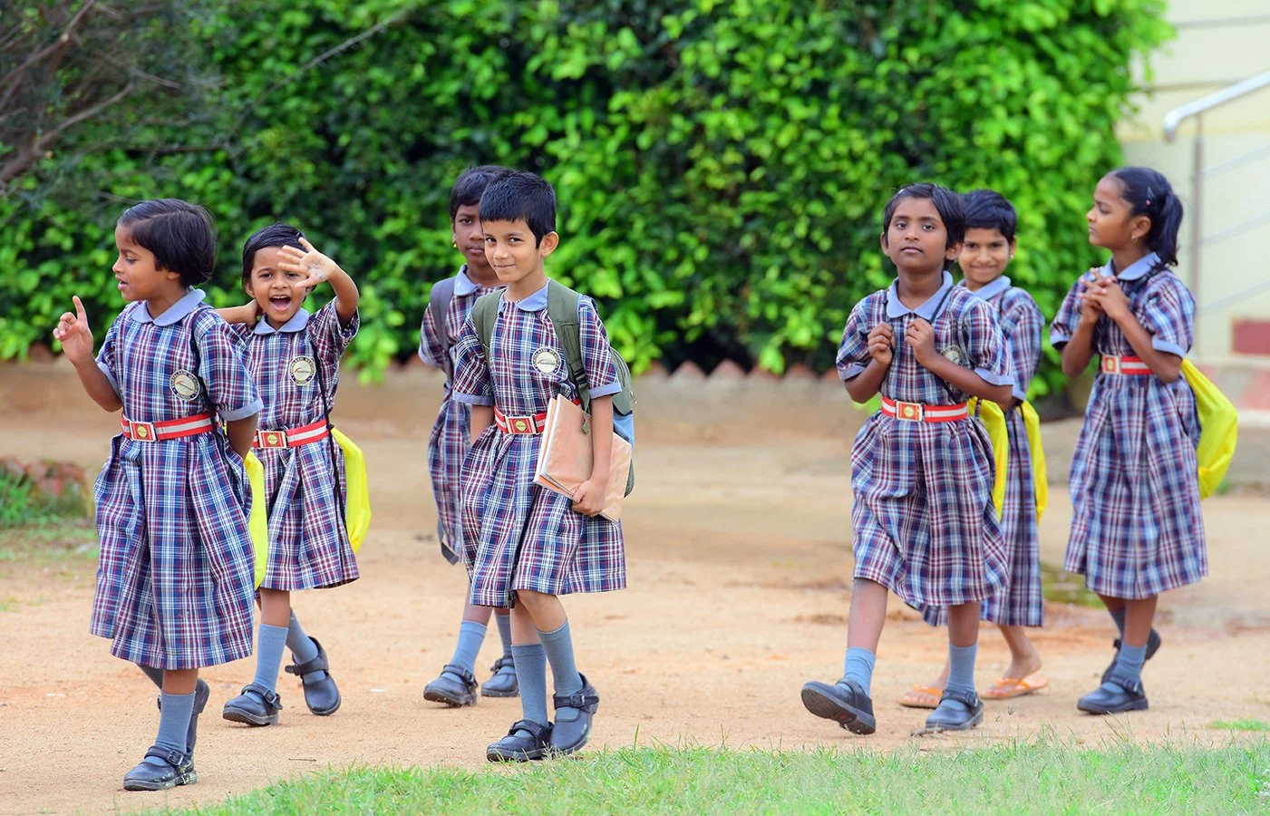Girls walking to class