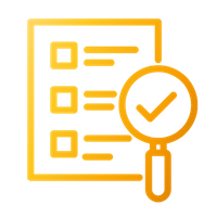 A digital illustration of a checklist or flowchart with a gear icon, representing process or settings, on a yellow background.