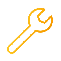 Yellow wrench icon on black background