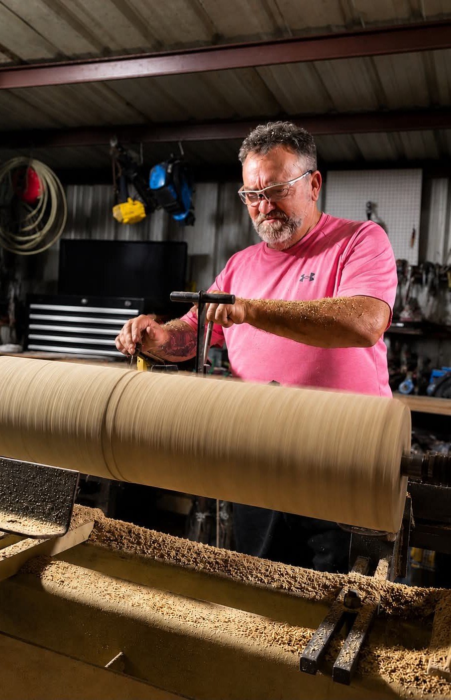 Travis spinning a mandrel