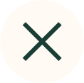 An 'X' mark on a beige circular background.