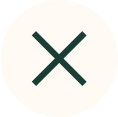 A circular icon with a large X in the center.