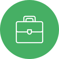 Briefcase icon on a green circular background.