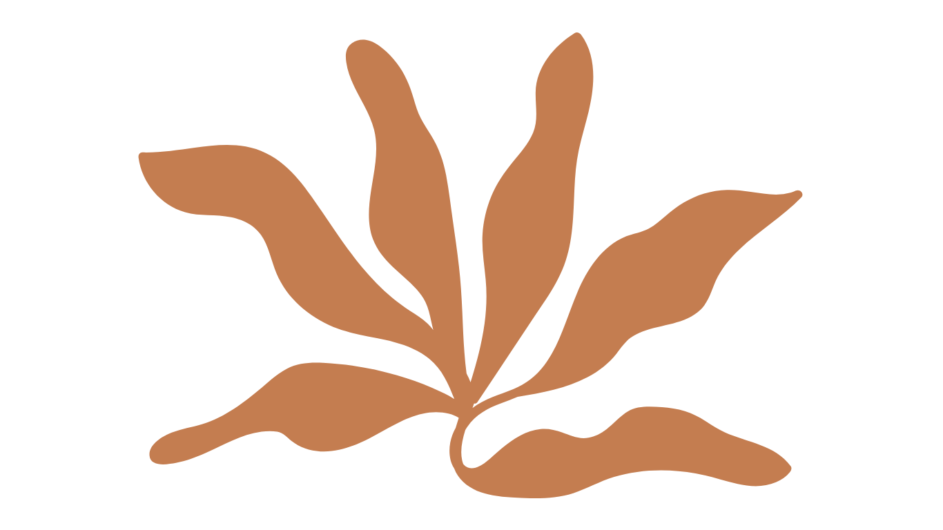 A digital illustration of a brown leaf with multiple lobes, set against a black background.