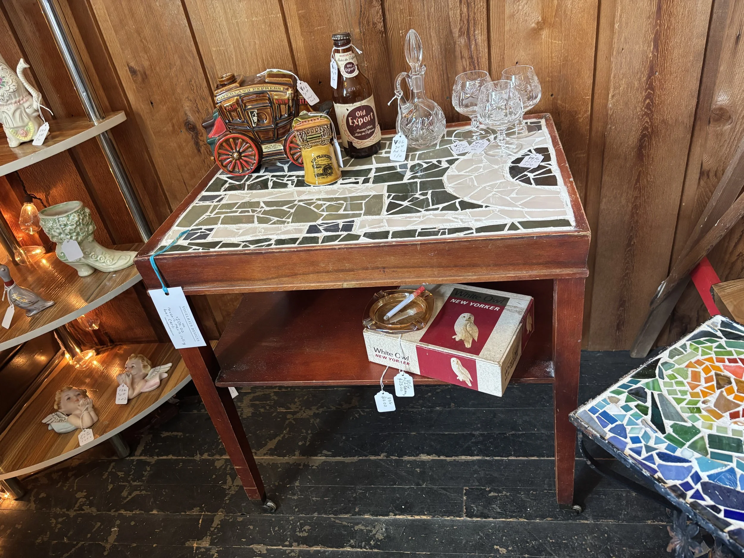 Art Deco Mosaic Men's Bar Cart
