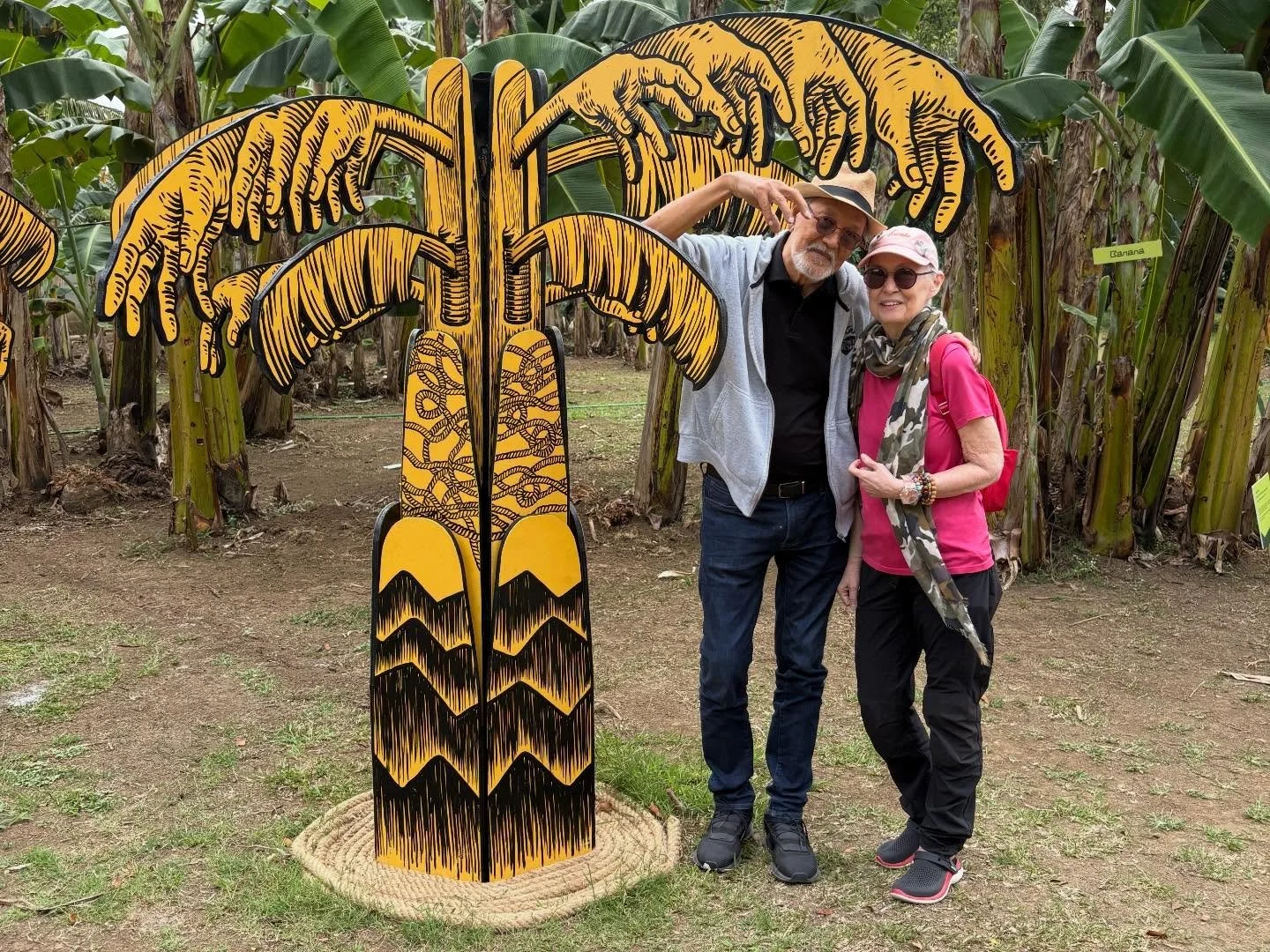 National Artist Bencab and Annie Sarthou with Archie Oclos installation