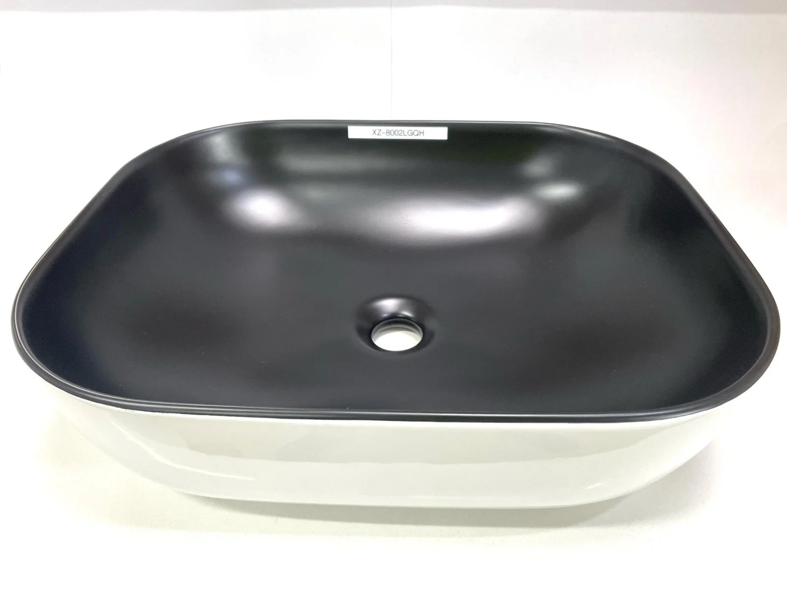 XZ-8002 Rectangular Countertop Basin, Black Interior
