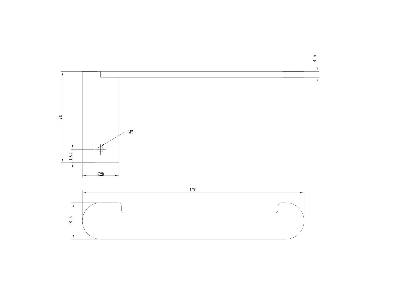 Gun Metal Series Toilet Roll Holder - dimensions drawing