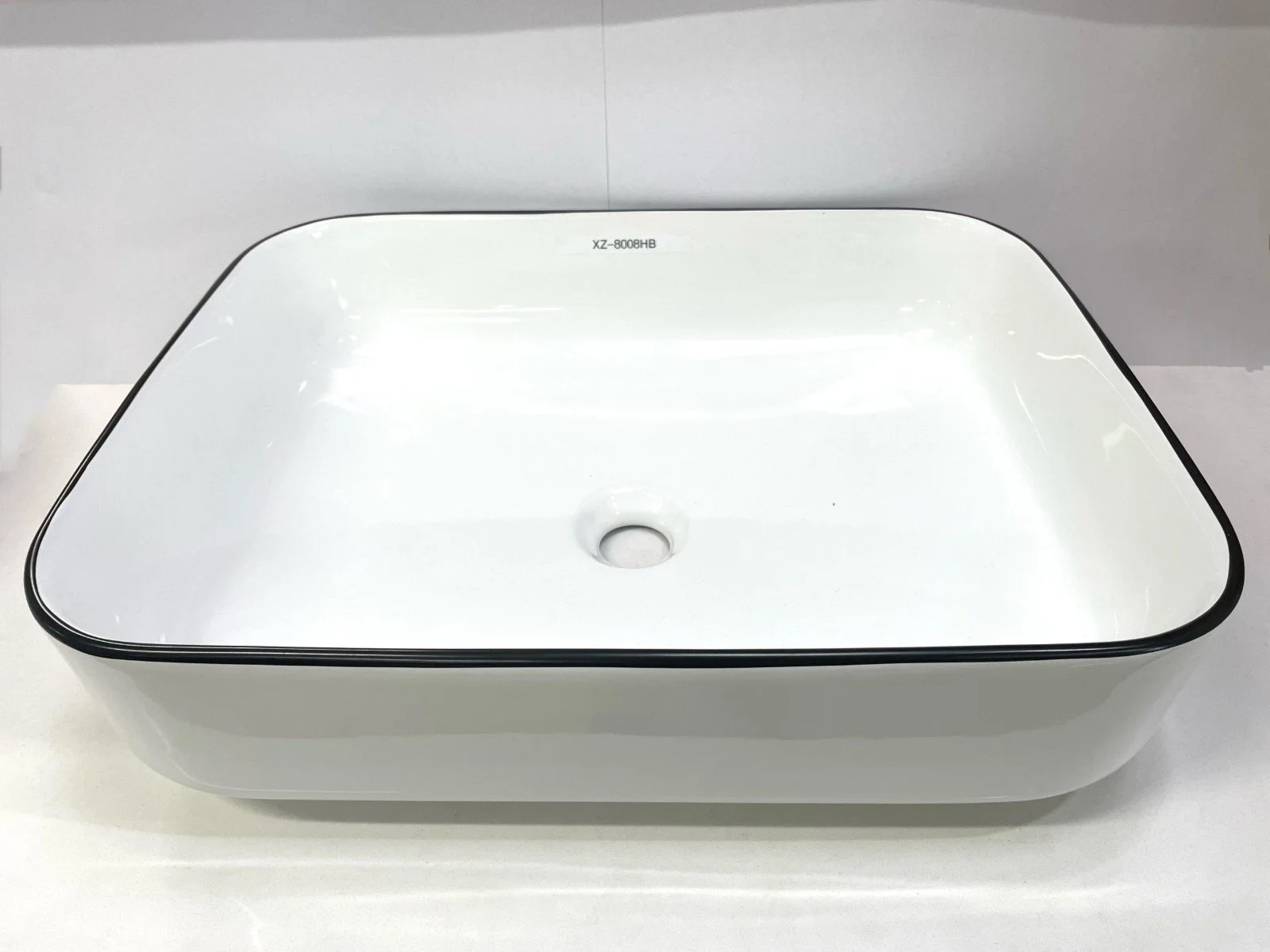 XZ-8008 Rectangular Countertop Basin, Black Rim