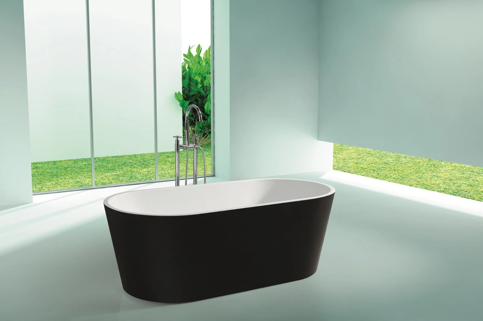 D-8015WB Freestanding Bath, Black and White