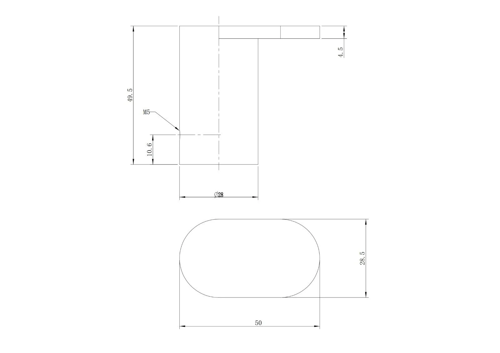 Gun Metal Series Robe Hook - dimensions drawing