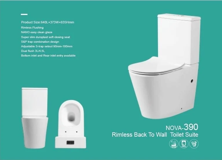 Bonita HT-390 Rimless Back-to-Wall Toilet Suite - image 2