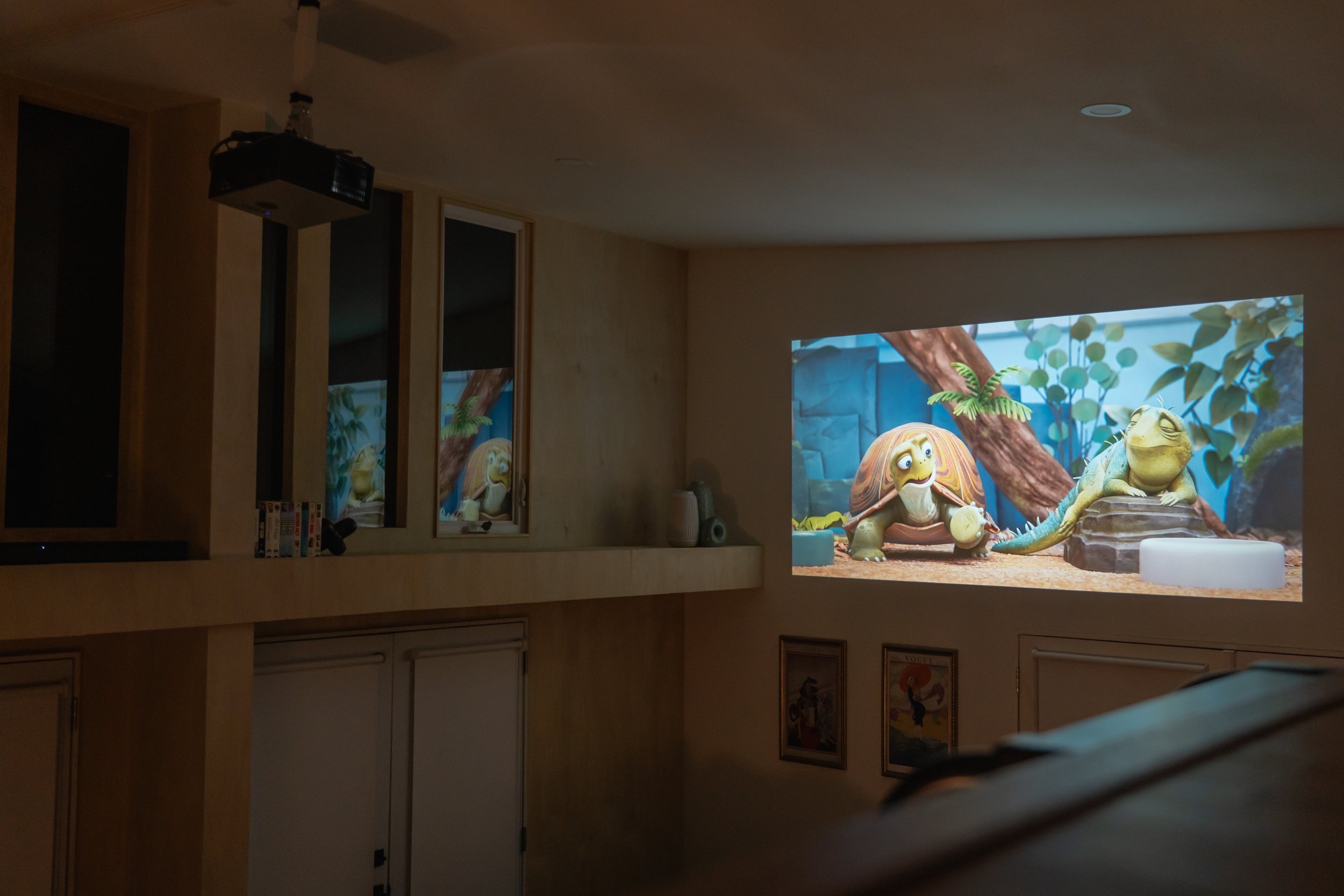 100" 4K projector screen with Roku.