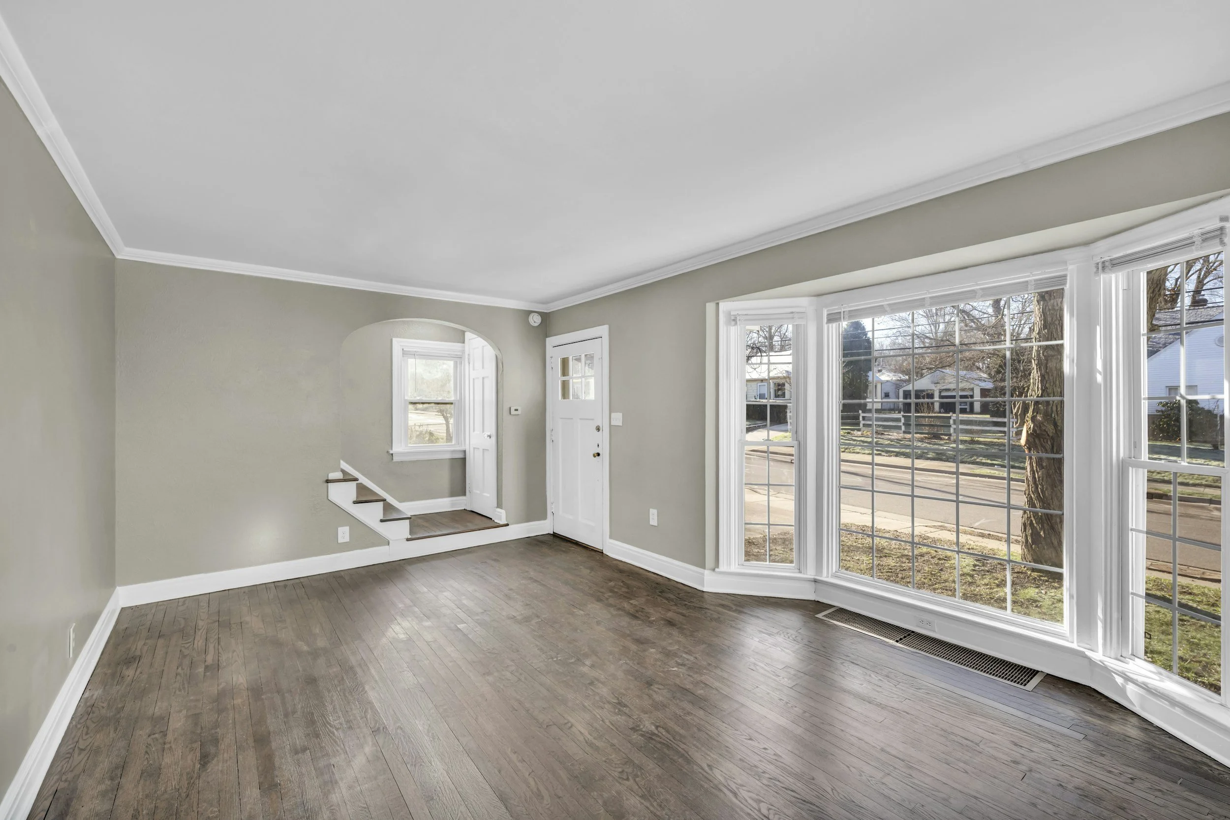 Bright room with newly installed hardwood flooring