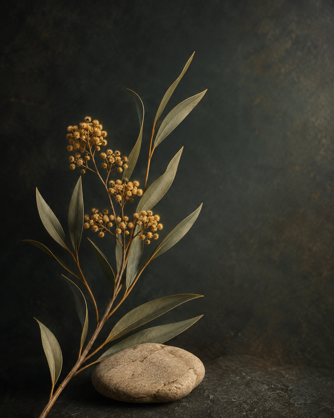 Brigalow foliage and local stone