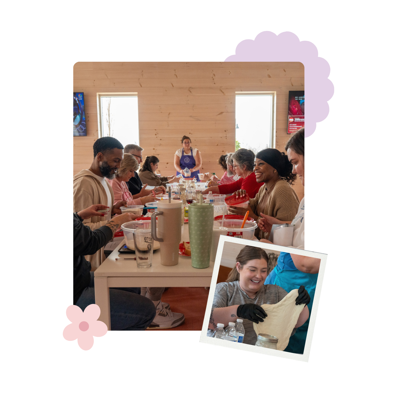 Participants gather around a table for a hands-on creative workshop.