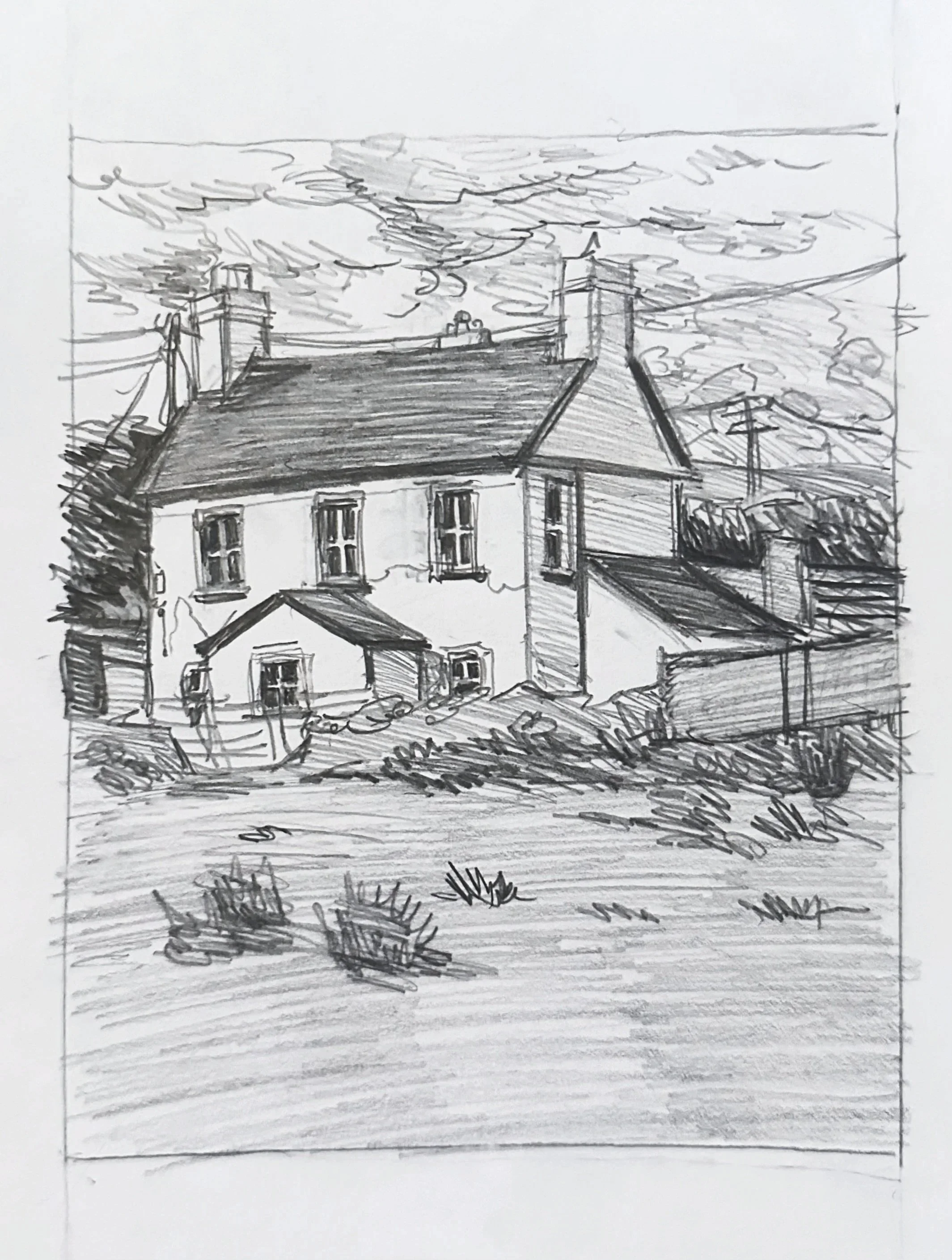  Preliminary for  Stripped Fence, Empty House  
Graphite on Paper
 ? 
2025