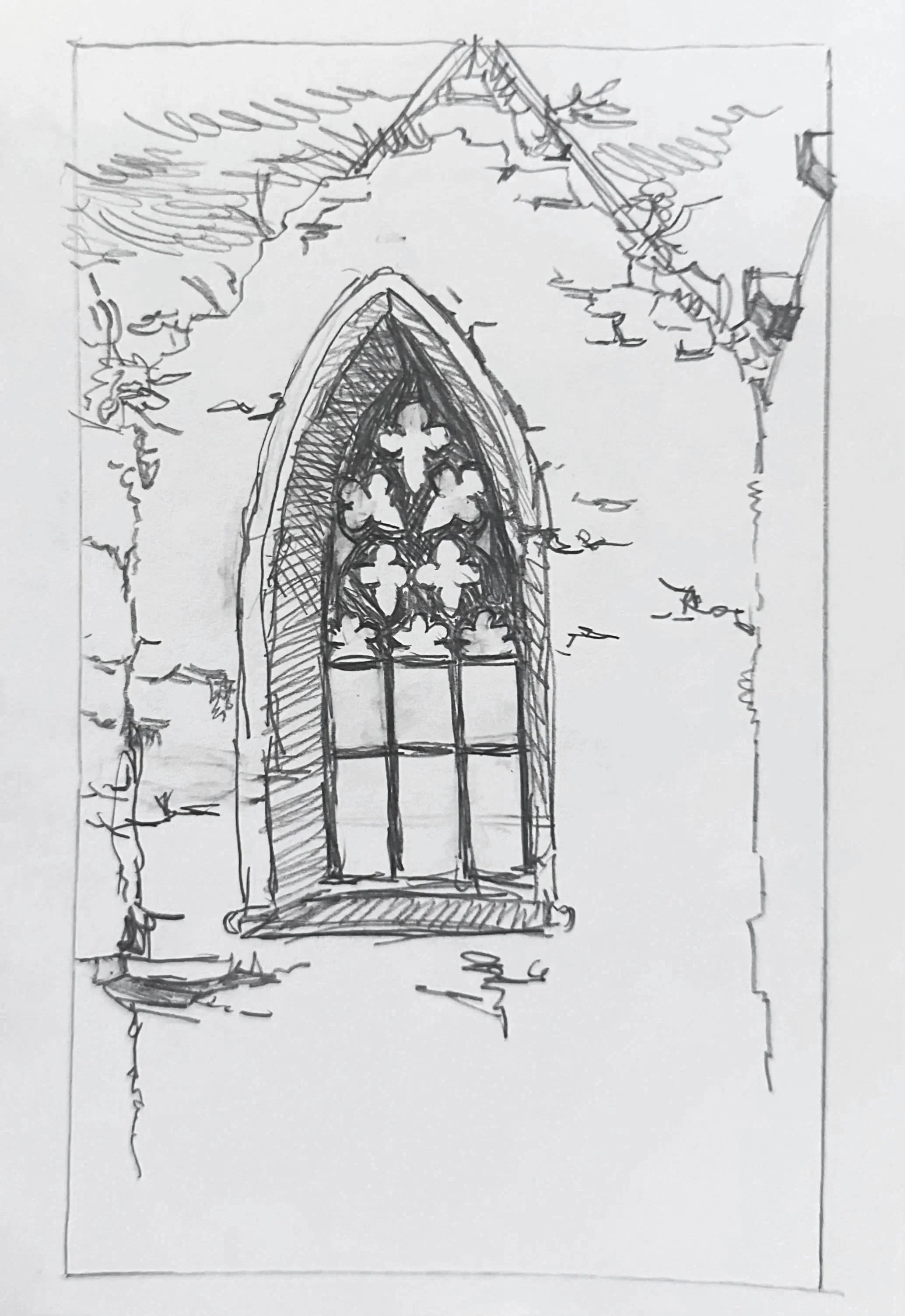  Crumbling Church Window 
Graphite on Paper
 ? 
2025