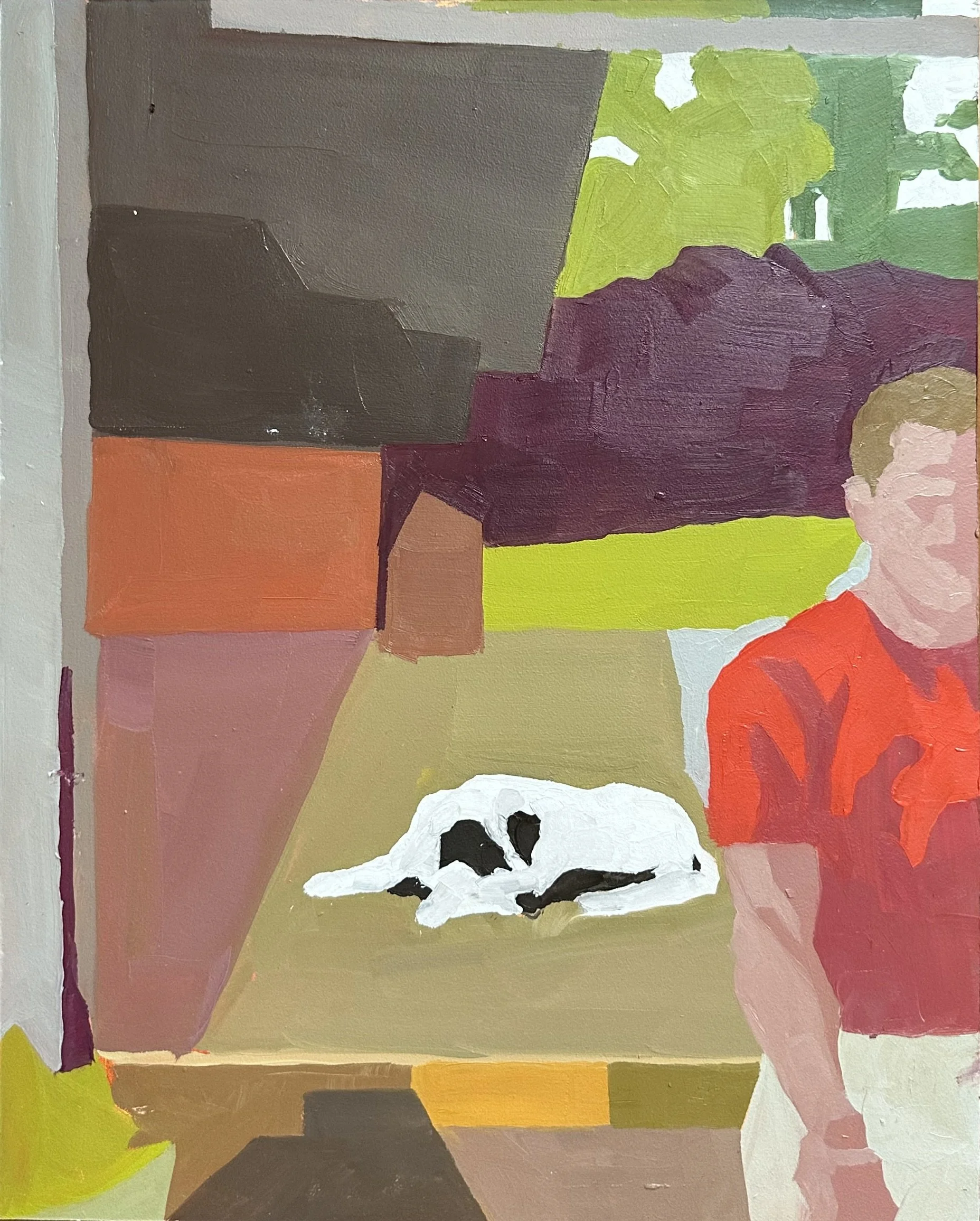  Hound of E. M. Saniga x Jon at Night 
Oil on Masonite
12 x 15"
2026