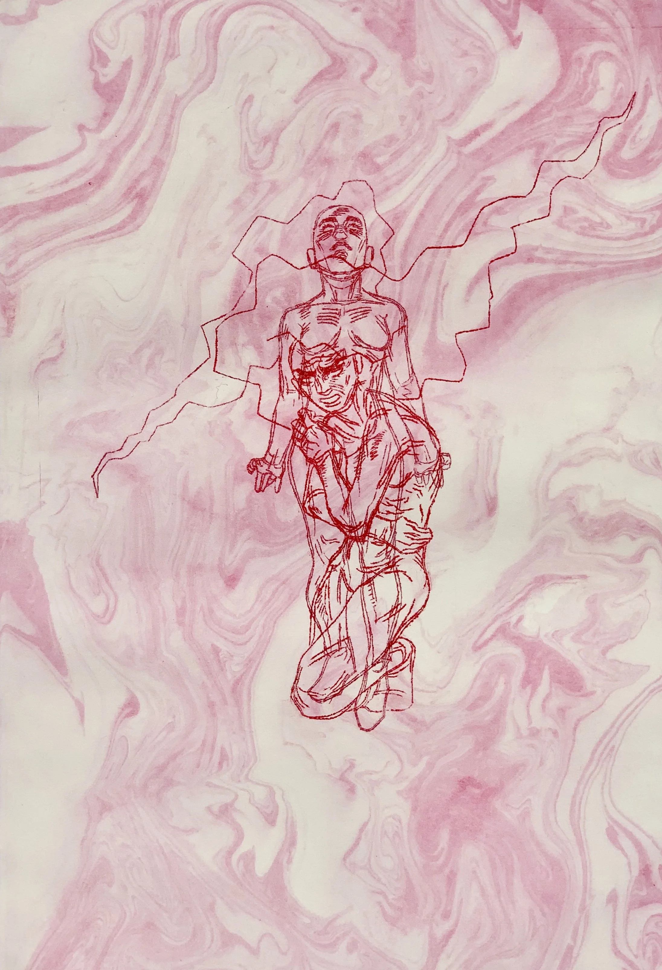  Bilocation II 
Intaglio Ink Etching and Chemical Wash on Paper
8 x 11.5"
2022