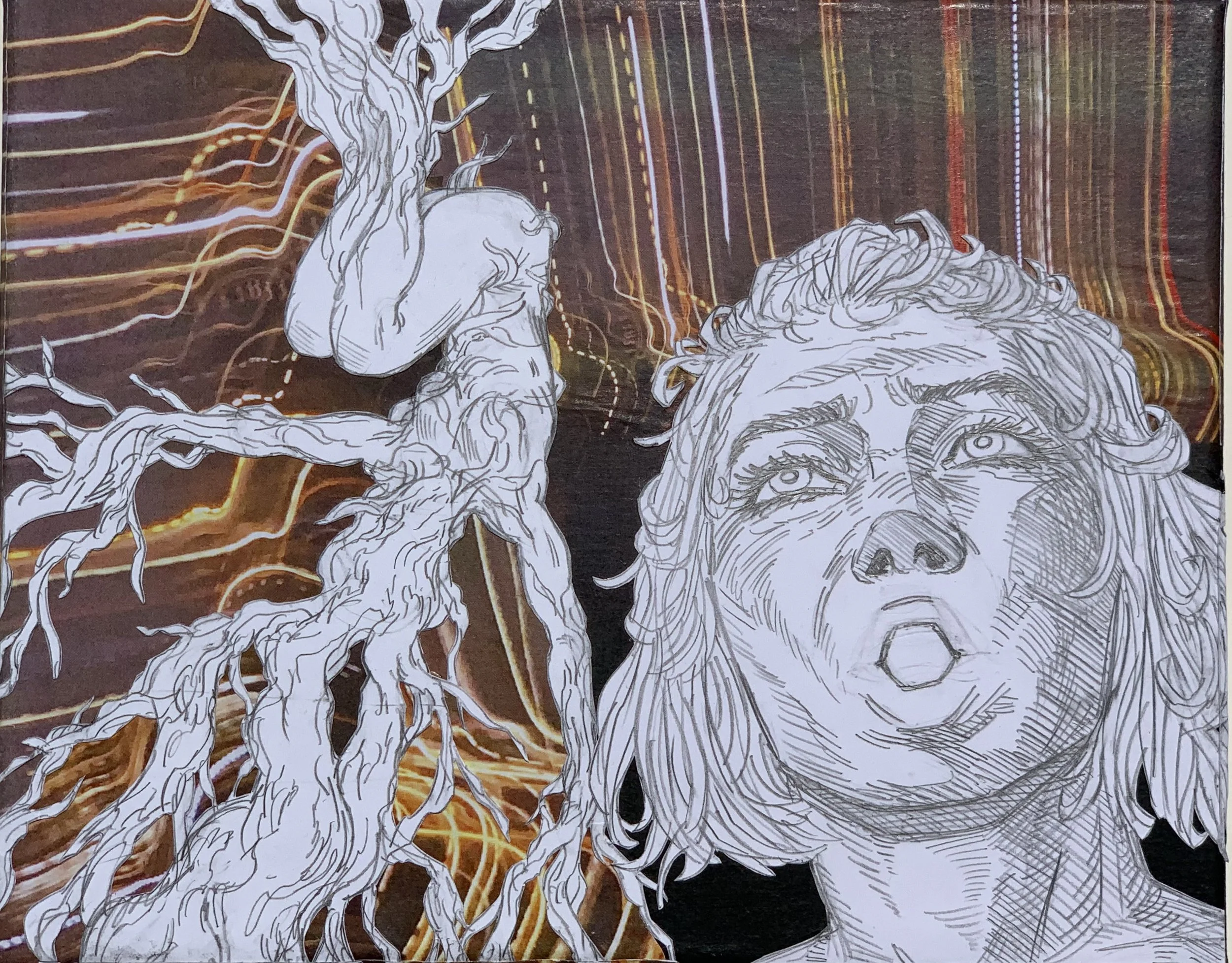  My Roots Are Strong and Deep 
Graphite and Digital Photo Collage on Paper
10 x 8"
2022