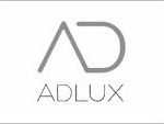 Adlux logo with stylized 'A' and 'D' above the brand name in black text