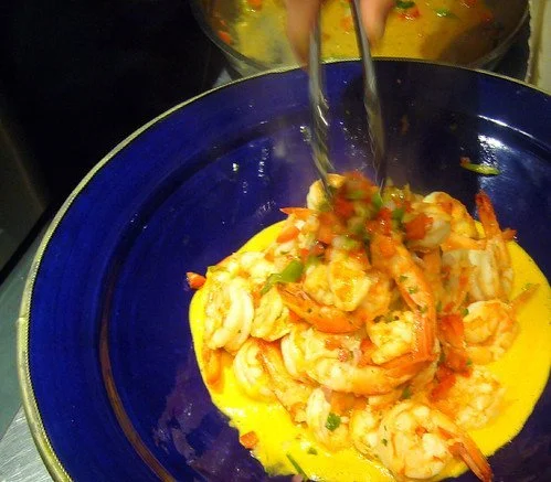 Tequila Prawns with Roasted Yellow Capsicum Sauce, Pico de Gallo