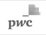 PwC logo in gray with stylized initials