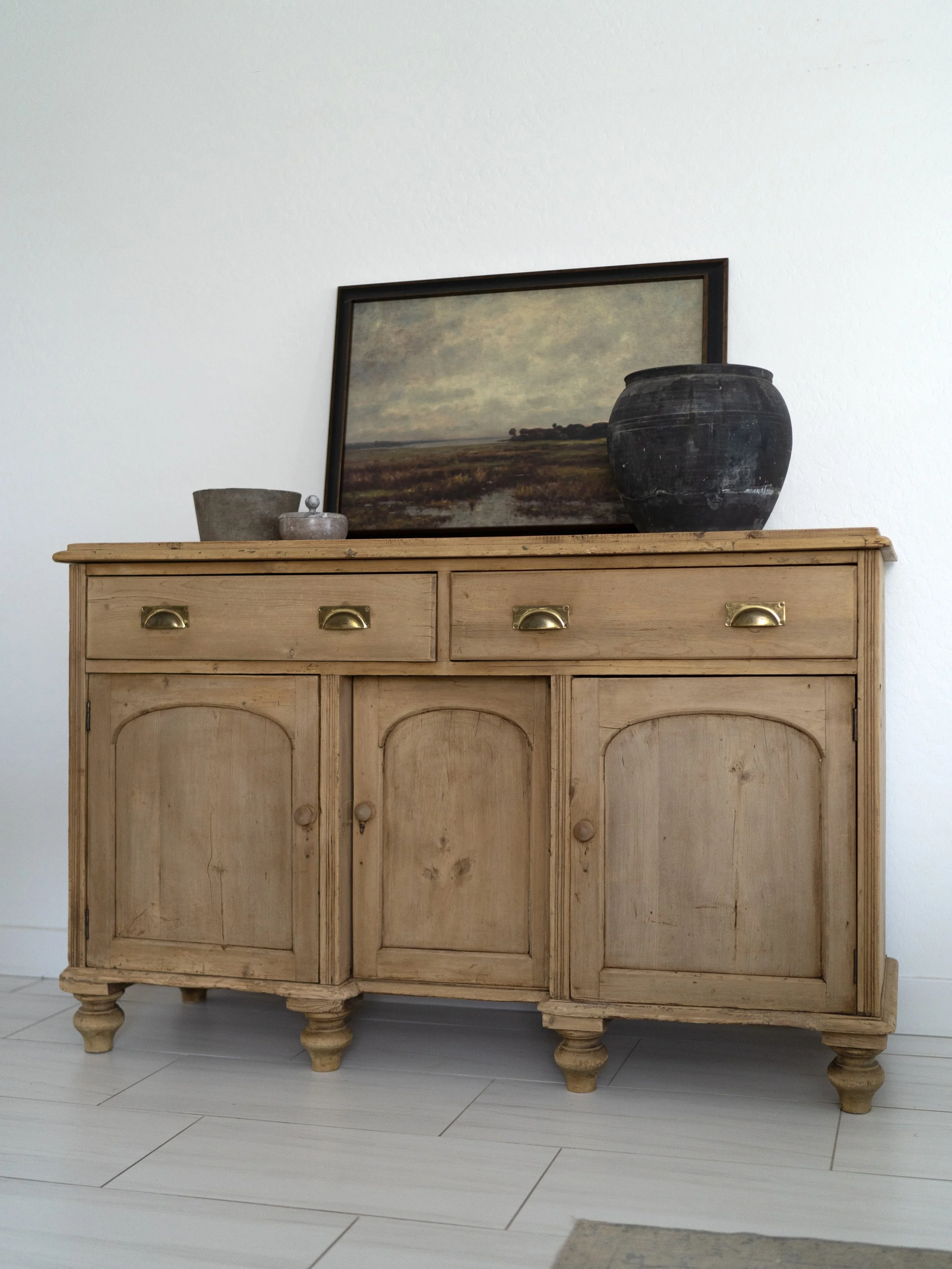(SOLD) Antique English pine sideboard