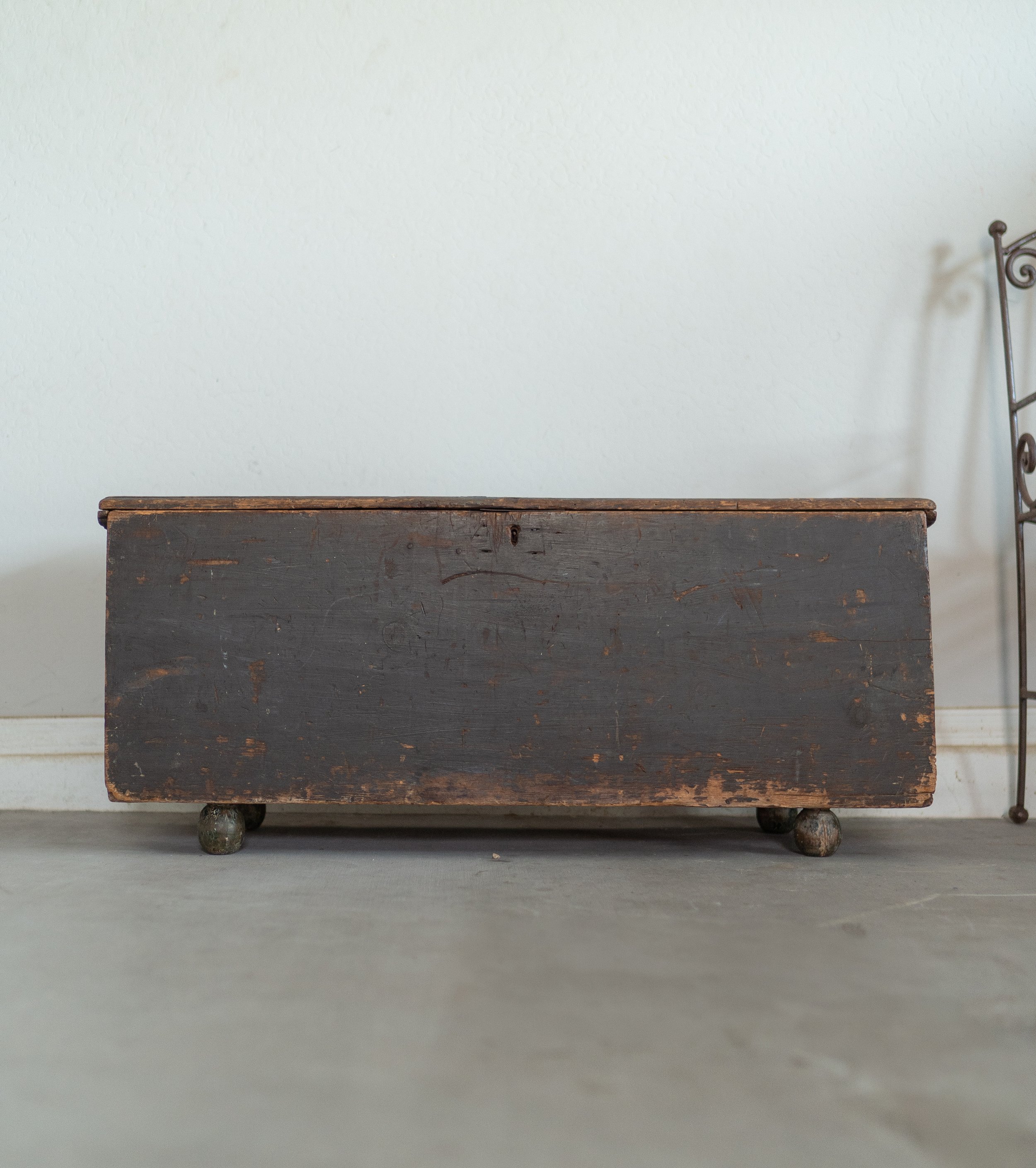 Antique blue painted blanket chest