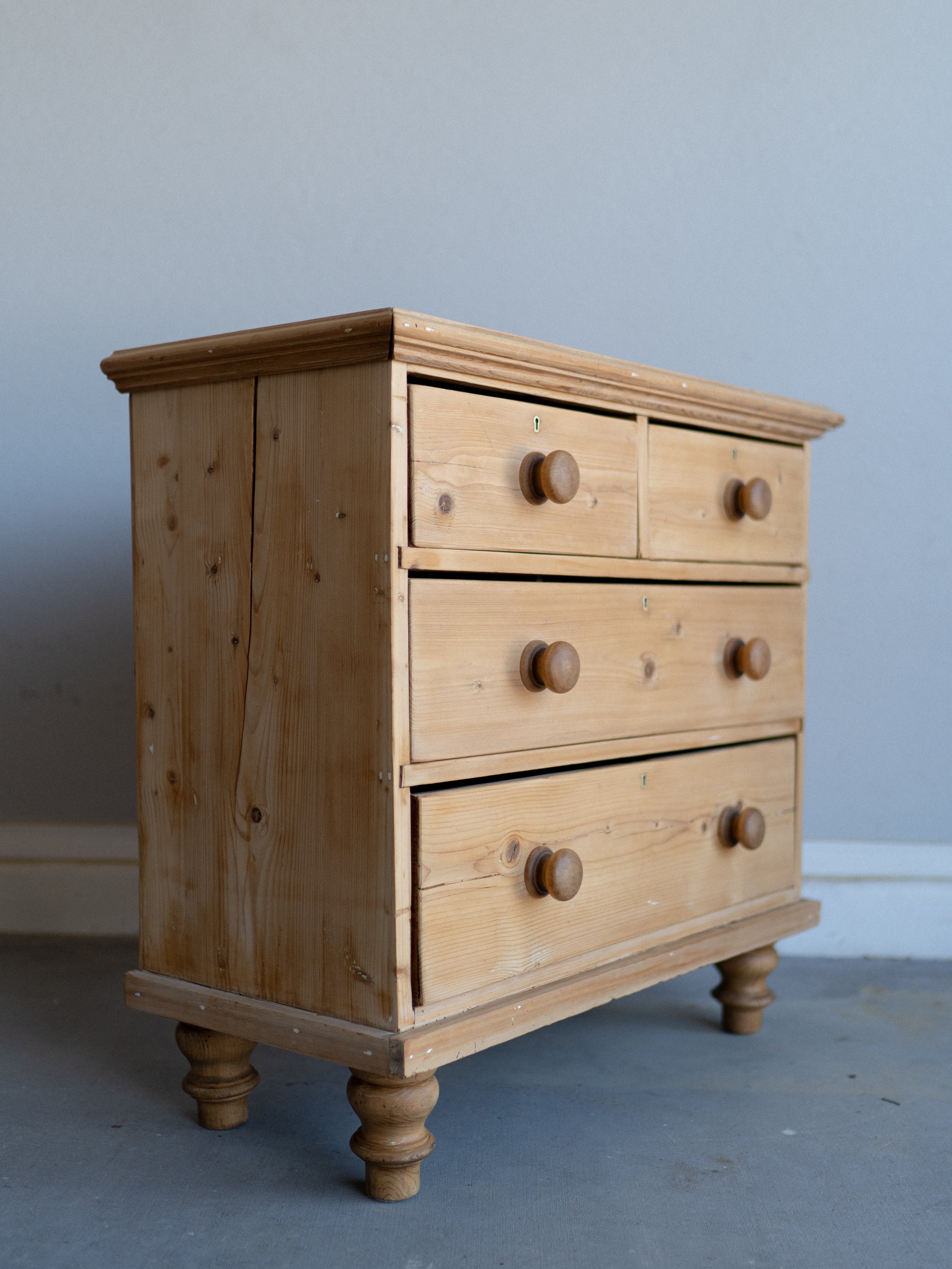 Antique English pine chest of drawers
