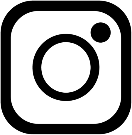 Instagram logo with a black camera outline and a small black circle in the top right corner on a white background.
