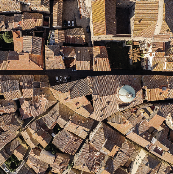 Aerial view of Cortona, Tuscany