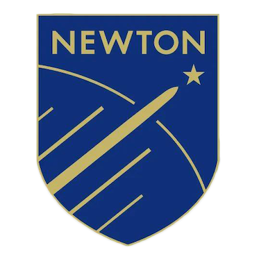 The Newton College of Engineering logo featuring a blue shield with gold and white accents, a star, and the word 'NEWTON' at the top.
