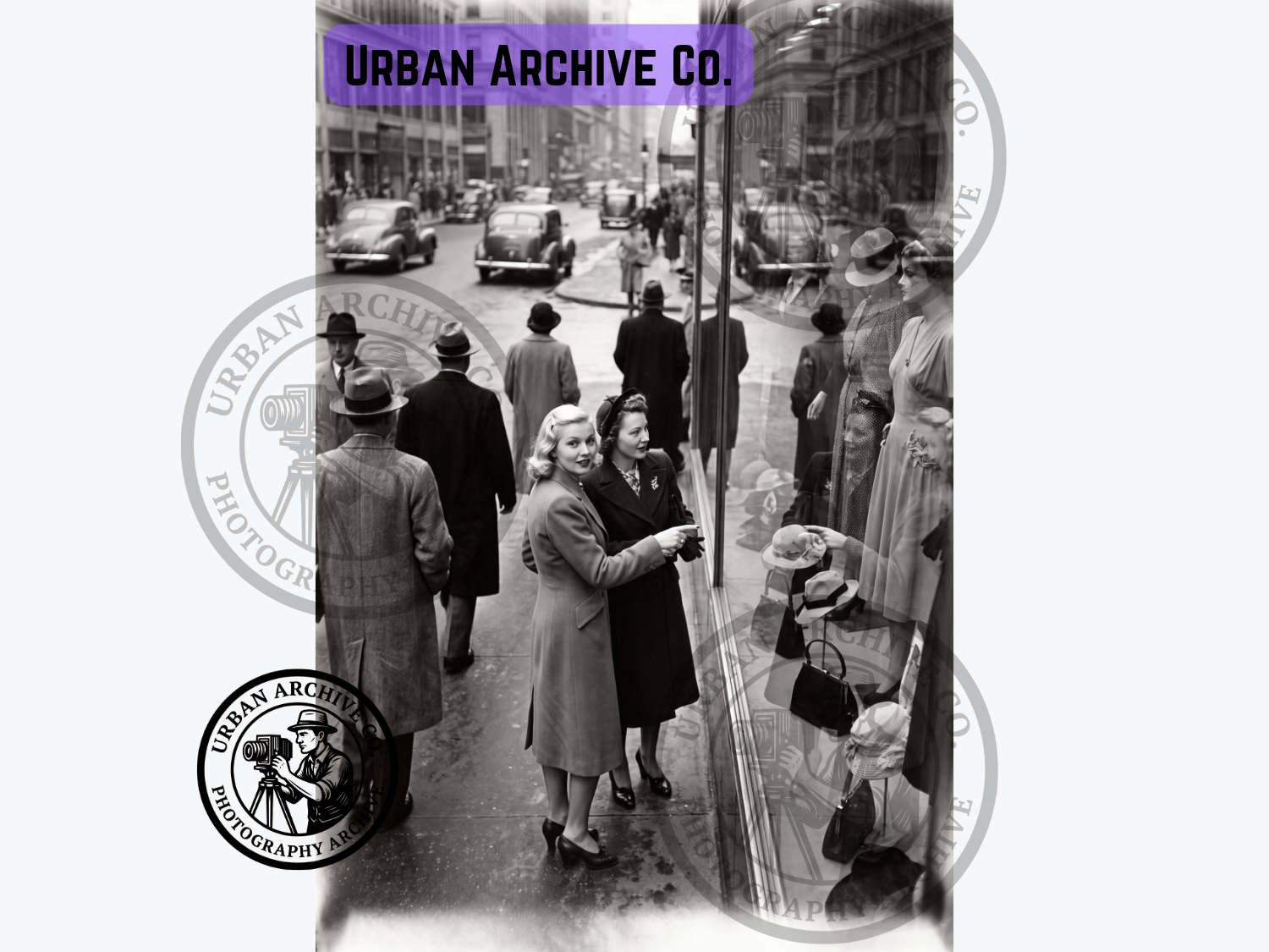 Fine Art Print - An Afternoon of Window Shopping, 1940s