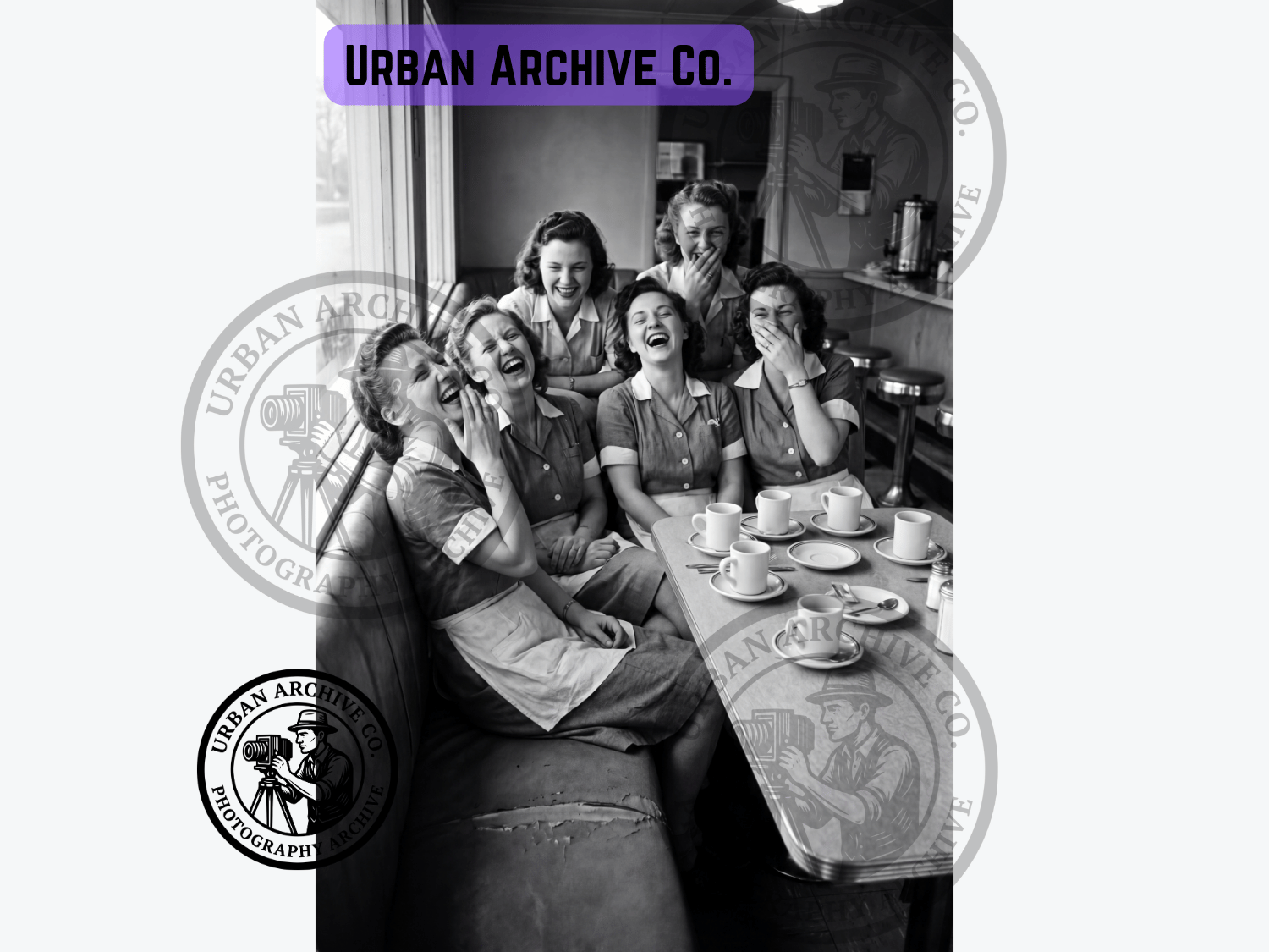 Fine Art Print - 1940s Diner Waitresses Laughing