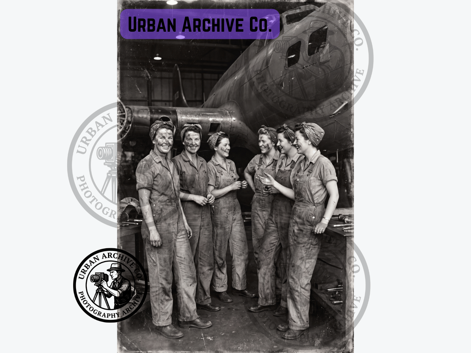 Fine Art Print - Women Aircraft Factory Workers During WWII