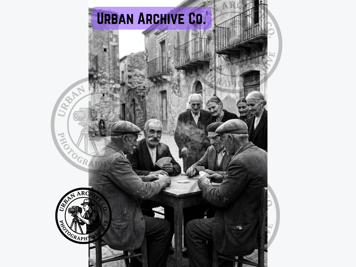 Fine Art Print - Village Card Game in Southern Italy, 1950s