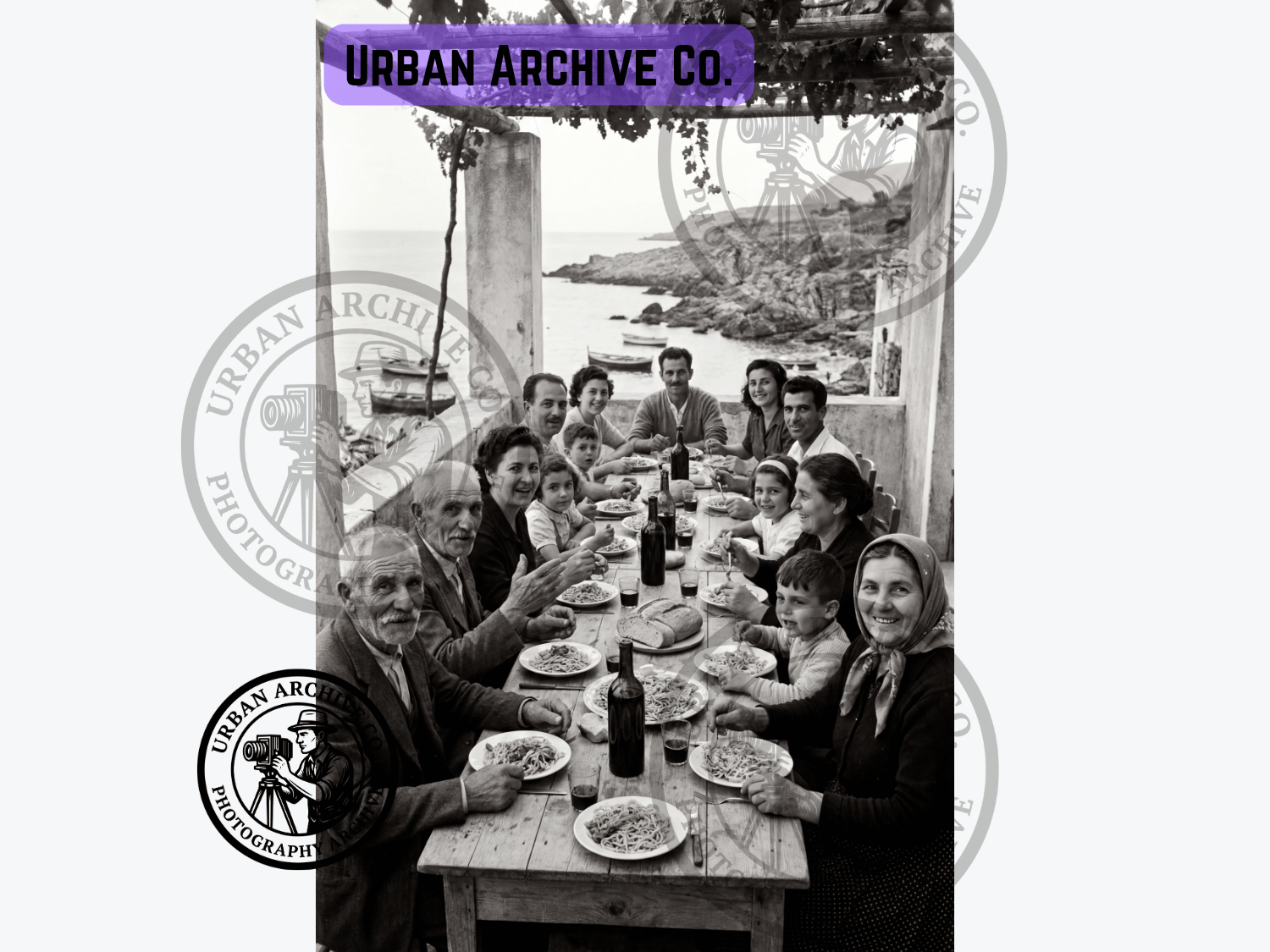 Fine Art Print - Italian Family Seaside Lunch, Amalfi Coast 1950s
