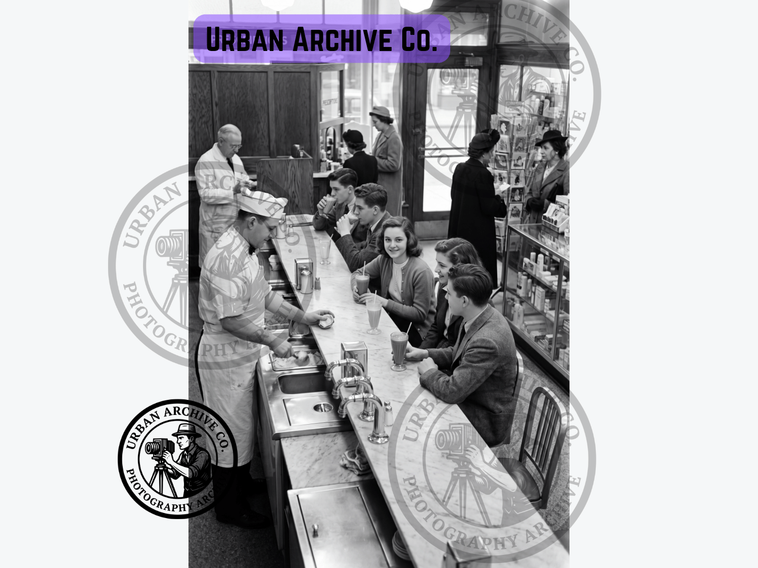 Fine Art Print - Teenagers at Soda Fountain Counter, 1940s