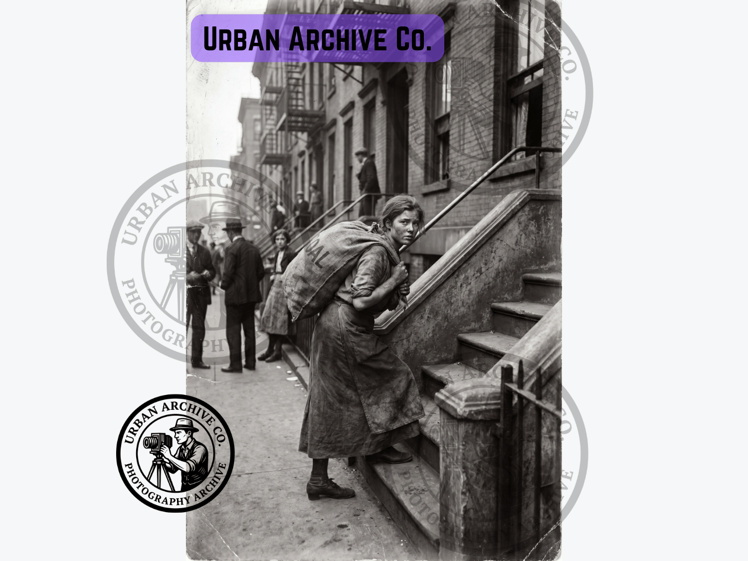 Fine Art Print - 1910s Tenement Woman Carrying Coal Sack